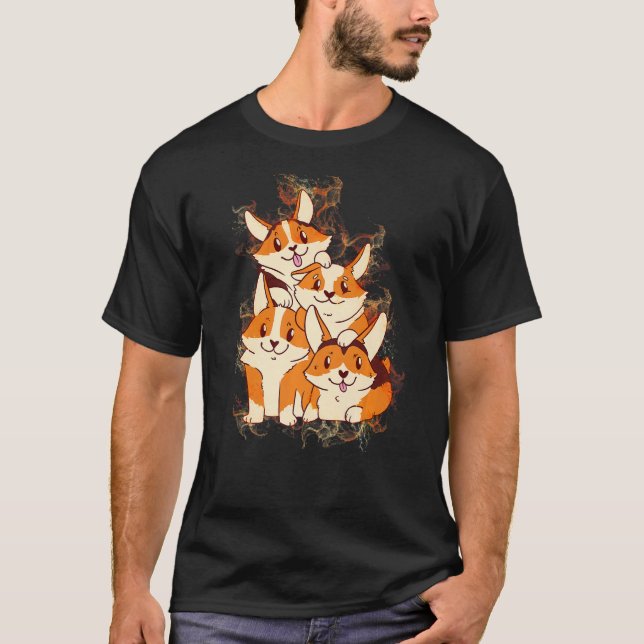Camiseta Water Splash Corgi Dog Pile (Anverso)
