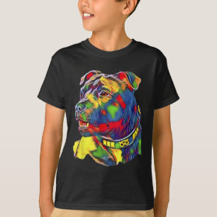 Camiseta Watercolor Art Colorful American Staffordshire Bul