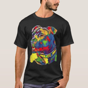 Camiseta Watercolor Art Colorful American Staffordshire Bul
