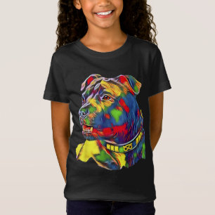 Camiseta Watercolor Art Colorful American Staffordshire Bul