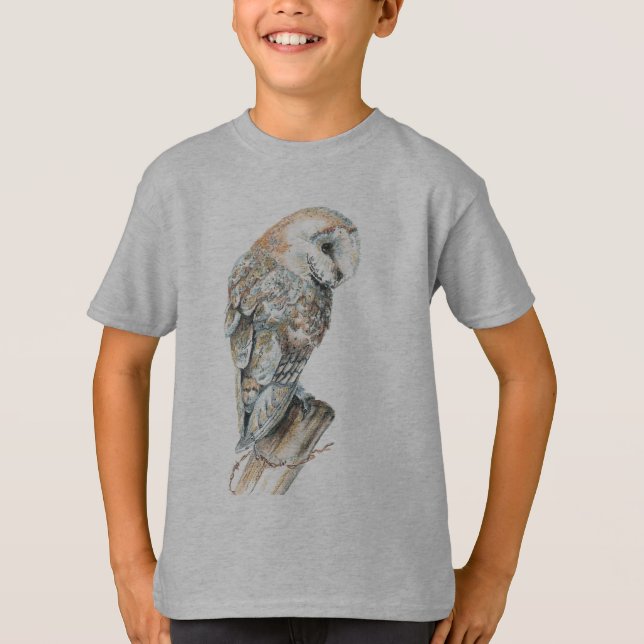 Camiseta Watercolor Barn Owen Bird Naturaleza Art (Anverso)