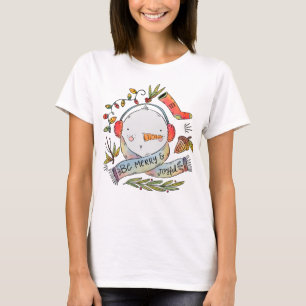 Camiseta Watercolor Be Merry Snowman