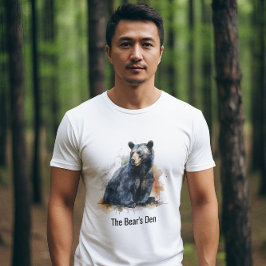 Camiseta Watercolor Bear Negro Woodland Art