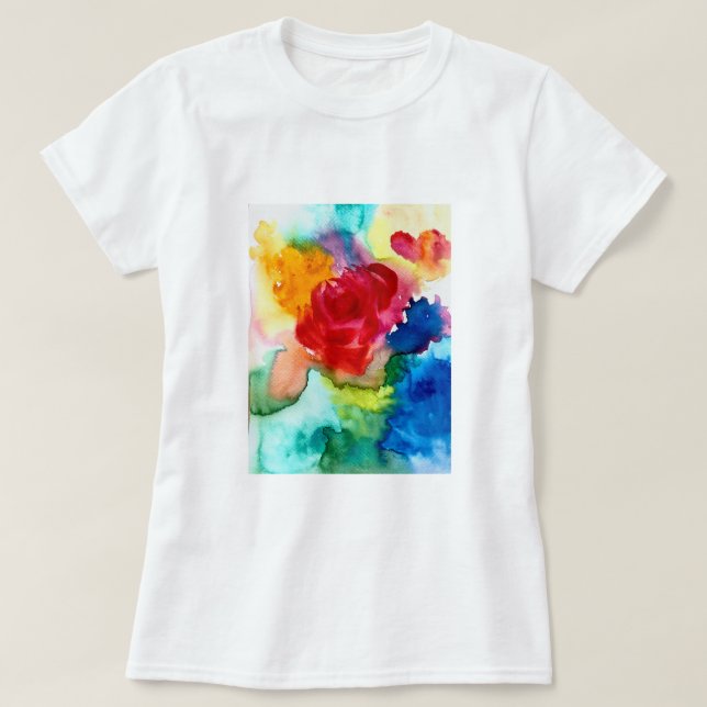 Camiseta Watercolor bello arte abstracto de rosa (Diseño del anverso)