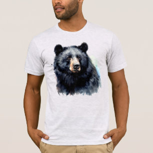 Camiseta Watercolor Black Bear Animal Wildlife Nature Art