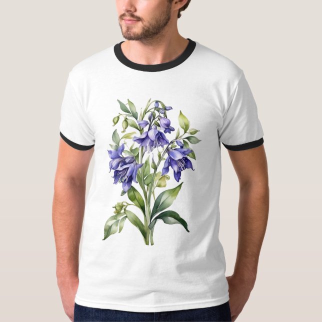 Camiseta Watercolor Bluebell Flower T-Shirt (Anverso)