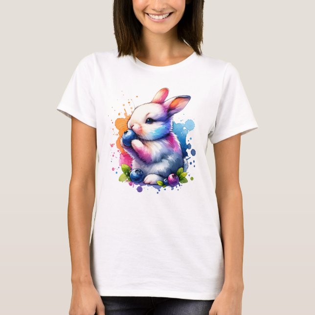 Camiseta Watercolor Blueberry Bunny (Anverso)