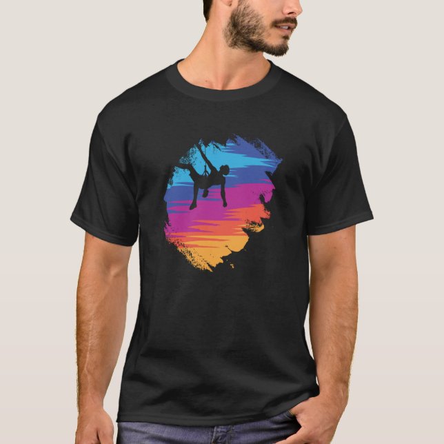 Camiseta Watercolor Bouldering Distressed Rock Climbing Cli (Anverso)