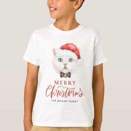 Camiseta Watercolor British Shorthair Cat Feliz Navidad