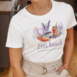 Camiseta Watercolor Brunch Birthday Personalizado<br><div class="desc">Hermoso diseño temático de Watercolor Brunch. Elegante y agradable elección. En la colección Adult Birthday Brunch Lavender Collection se pueden encontrar productos que coinciden.</div>