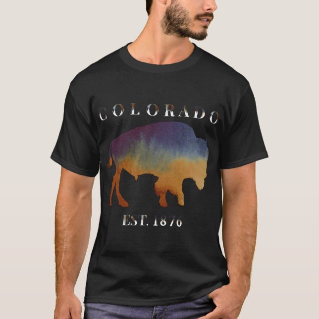 Camiseta Watercolor Búfalo Bison Colorado 1876 (Anverso)