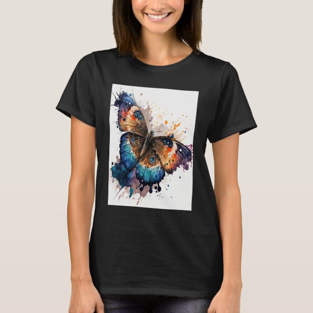 Camiseta Watercolor Butterfly Beautiful Colorful (Anverso)