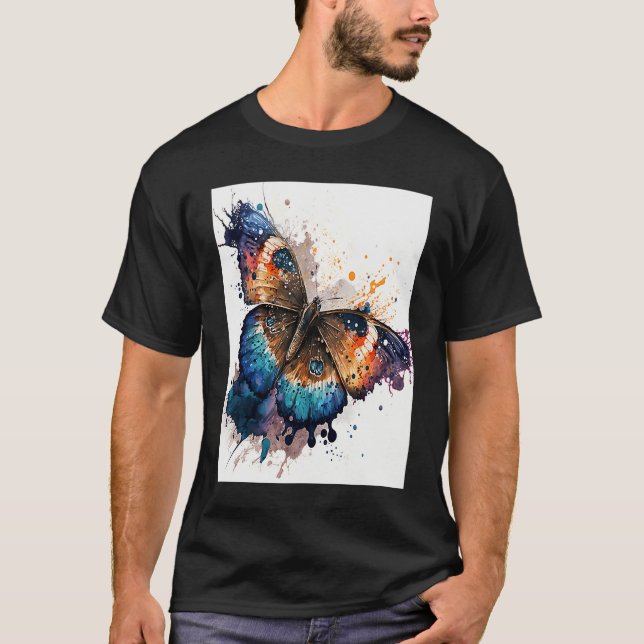 Camiseta Watercolor Butterfly Beautiful Colorful (Anverso)