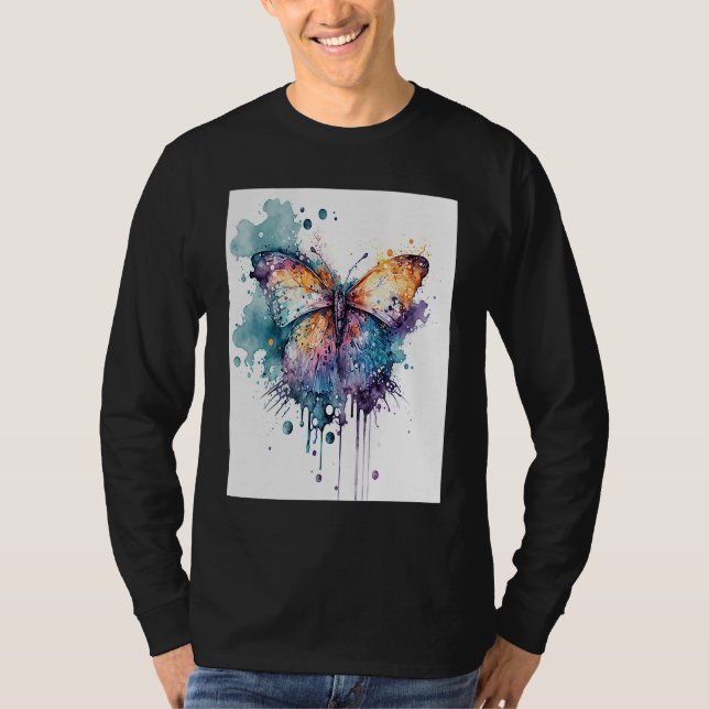Camiseta Watercolor Butterfly Beautiful Colorful  1 (Anverso)