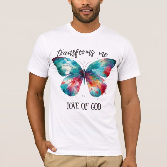 Camiseta Watercolor butterfly with Christian quote: "God's  (Anverso)