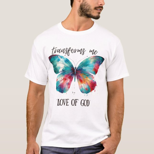 Camiseta Watercolor butterfly with Christian quote: "God's  (Anverso)
