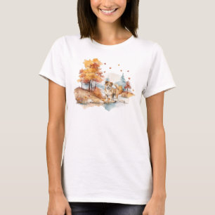 Camiseta Watercolor Cae Dog Design- Akita