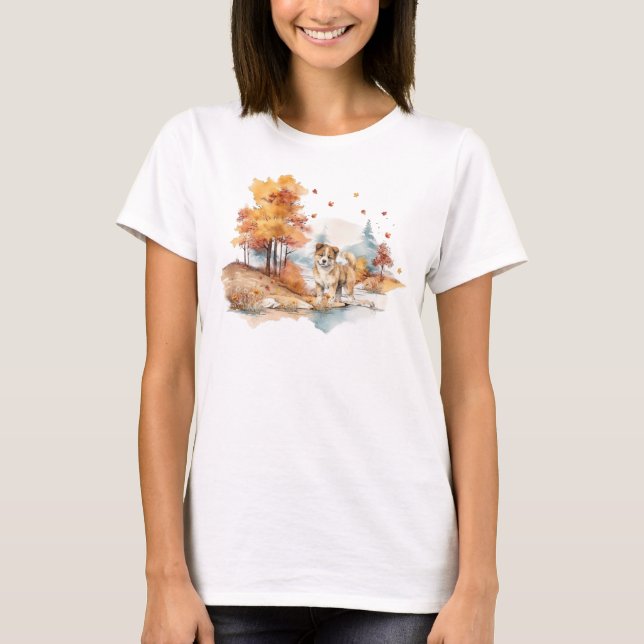 Camiseta Watercolor Cae Dog Design- Akita (Anverso)