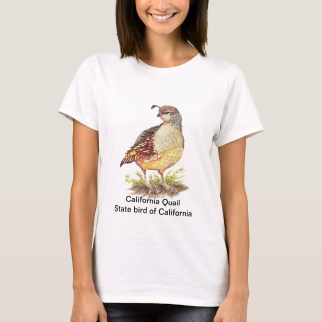 Camiseta Watercolor California Quail State (Anverso)