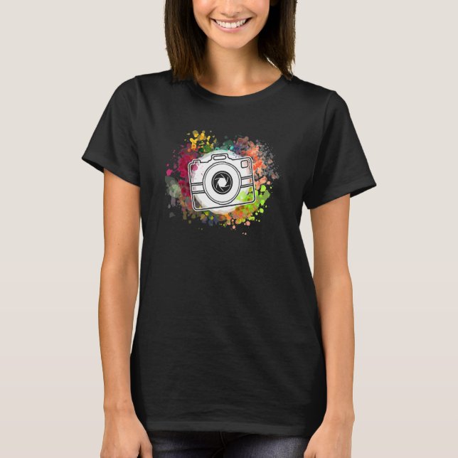 Camiseta Watercolor Camera Aperture Lens Photos Photography (Anverso)