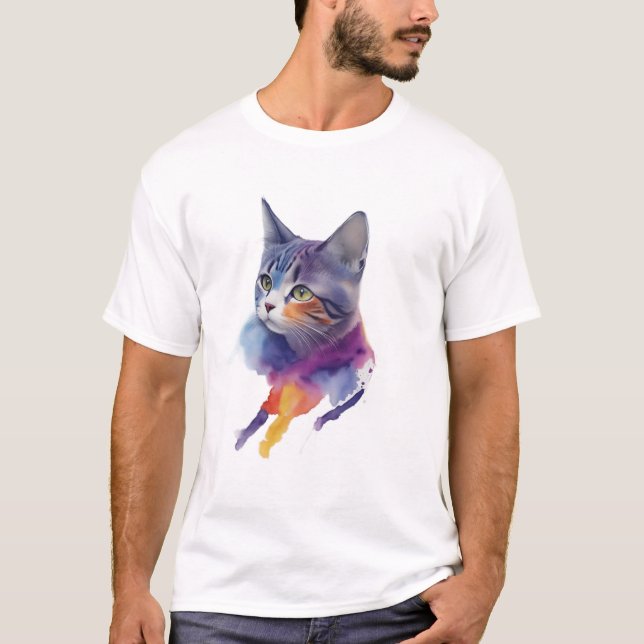 Camiseta WaterColor Cat (Anverso)