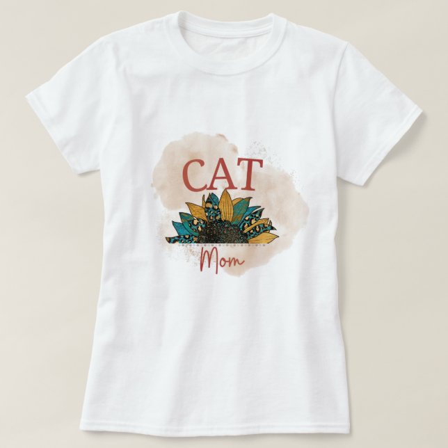 Camiseta Watercolor Cat Mom Sunflower Women’s T-Shirt (Diseño del anverso)