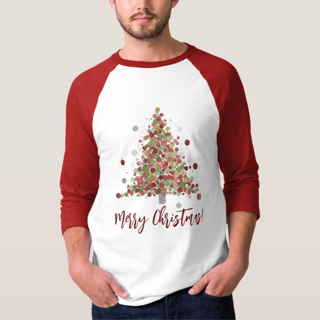 Camiseta Watercolor Christmas Polka Dot Tree (Anverso)