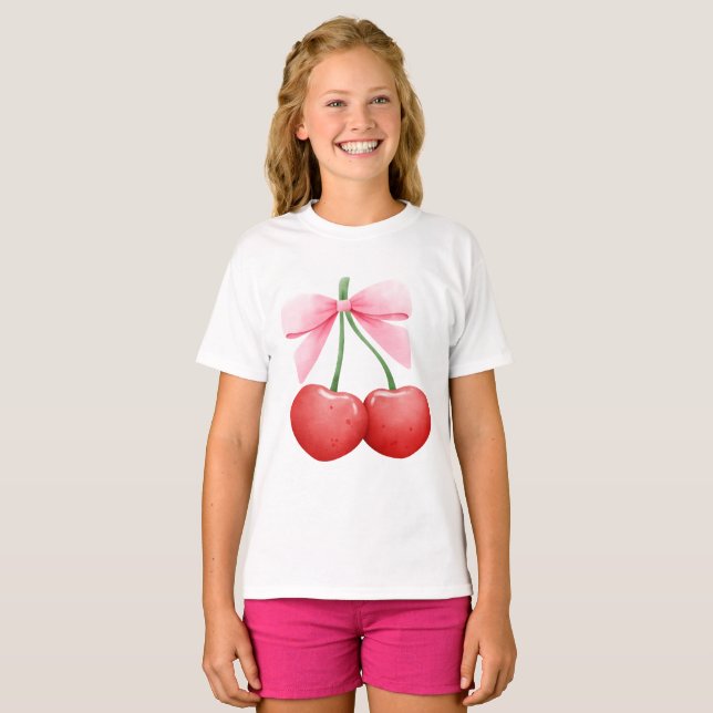 Camiseta Watercolor Coquette Cherries (Anverso completo)
