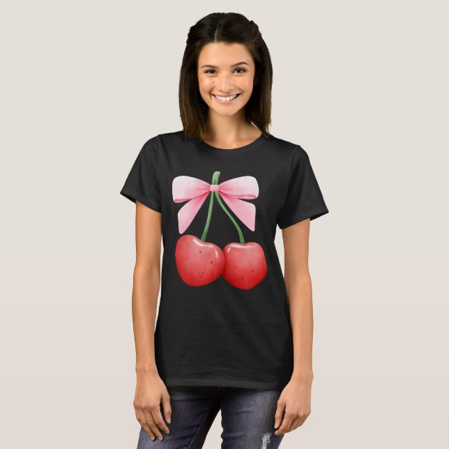 Camiseta Watercolor Coquette Cherries (Anverso completo)