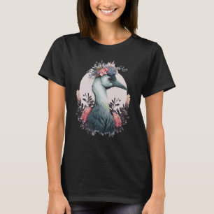 Camiseta Watercolor Crane Bird Flor Crown Floral Bird Wate