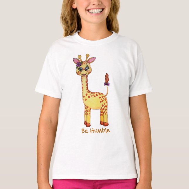 Camiseta Watercolor Cute Baby Giraffe (Anverso)