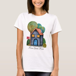 Camiseta Watercolor Cute Hogar Sweet Home Art