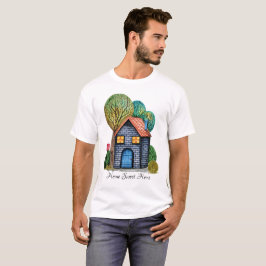 Camiseta Watercolor Cute Hogar Sweet Home Art