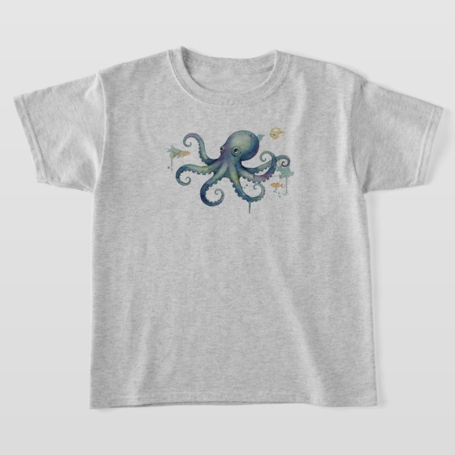 Camiseta Watercolor Cute Octopus Illustration (Distribución)