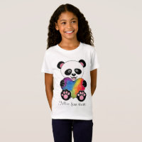 Watercolor Cute Panda Con Corazón Arcoiris