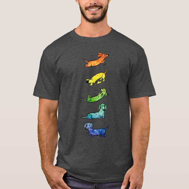 Camiseta Watercolor Dachshunds gift family boy (Anverso)