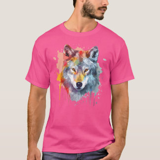 Camiseta Watercolor de cabeza de lobo
