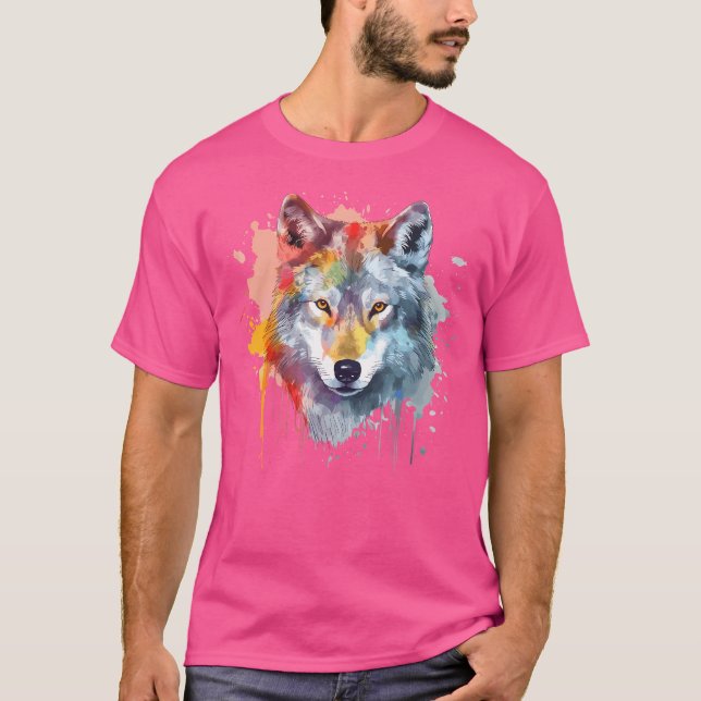 Camiseta Watercolor de cabeza de lobo (Anverso)