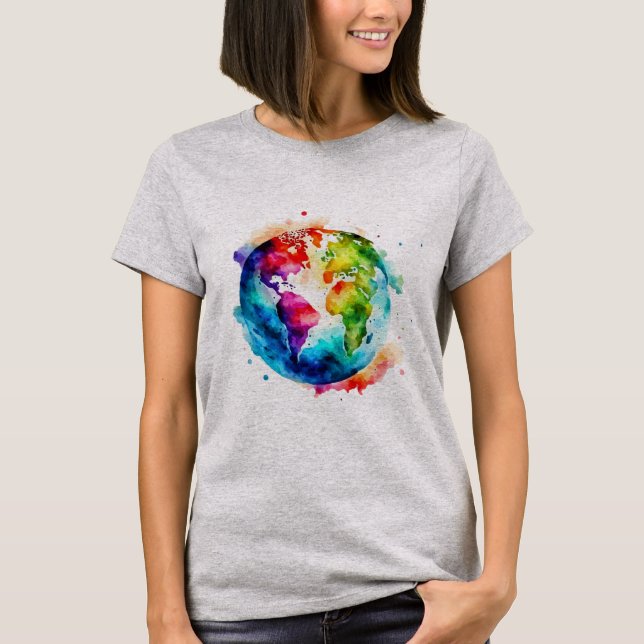 Camiseta Watercolor Earth (Anverso)