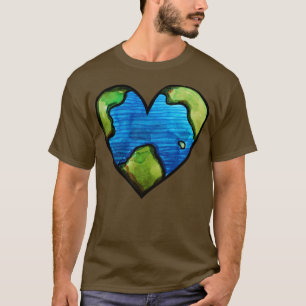 Camiseta Watercolor Earth Love Heart