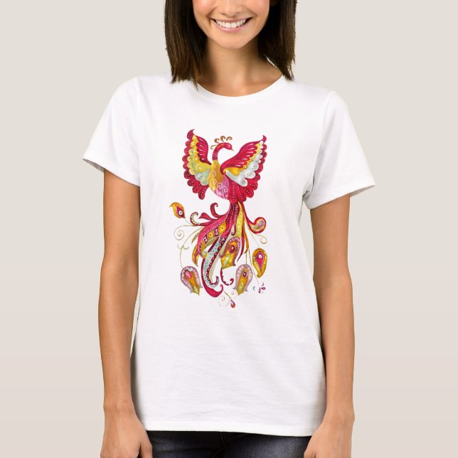 Camiseta Watercolor Firebird o Phoenix Fantasy Creature (Anverso)