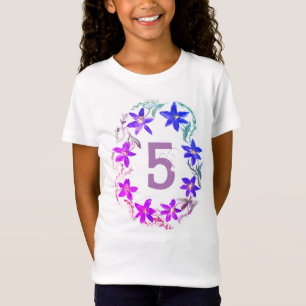 Camiseta Watercolor Floral 5º cumpleaños Girona de 5 años
