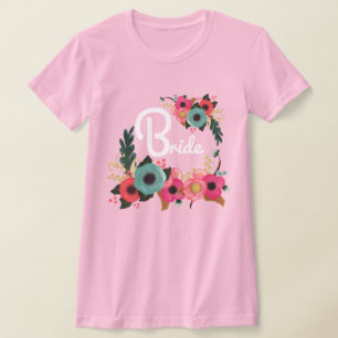 Camiseta Watercolor Floral Bachelorette Party Bride T-Shirt