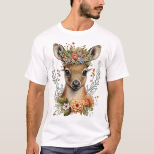 Camiseta Watercolor Floral Deer Cute