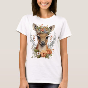 Camiseta Watercolor Floral Deer Cute