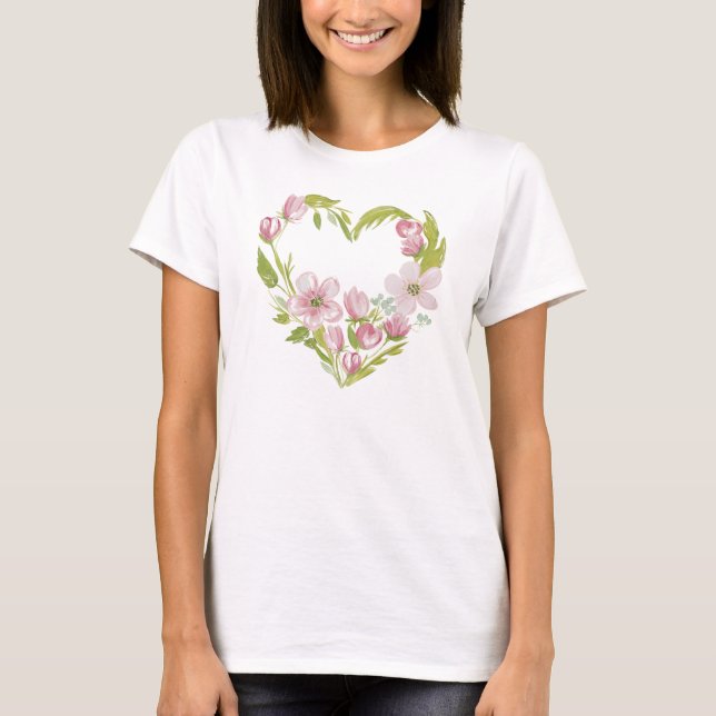 Camiseta Watercolor Floral Heart Wreath (Anverso)