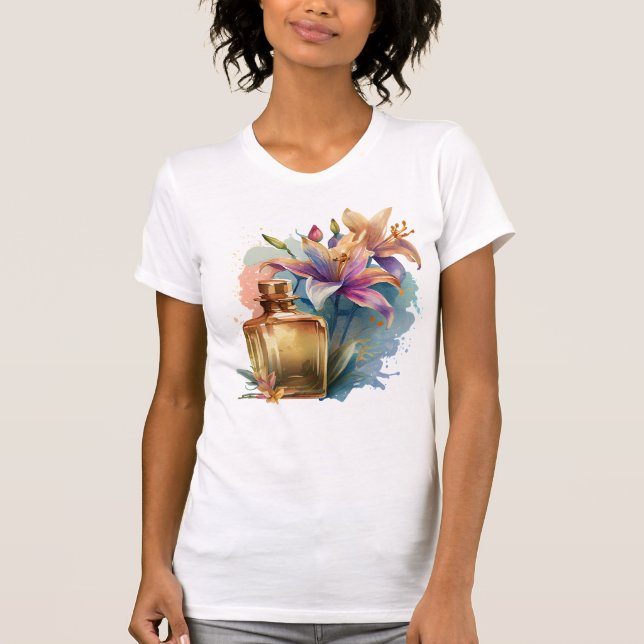 Camiseta Watercolor Floral Perfume Botella Blanca (Anverso)