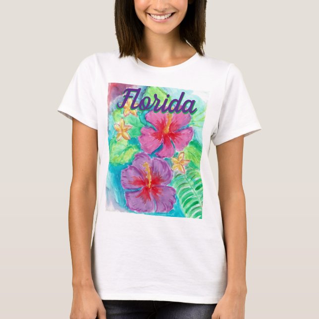 Camiseta Watercolor Florida Hibiscus (Anverso)
