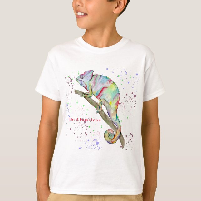 Camiseta Watercolor funny chameleon (Anverso)