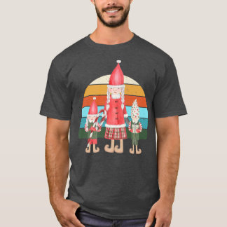 Camiseta Watercolor Gnome Santa Christmas Tree Encender Nav